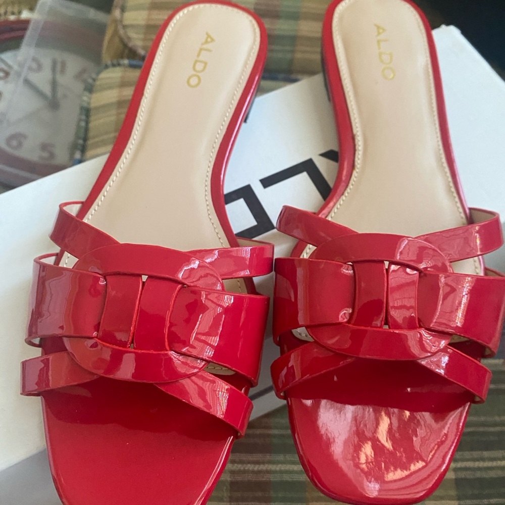 Aldo Astirassa Red Patent Sandals